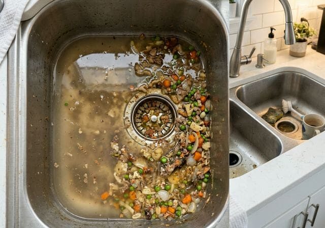 Clogged kitchen sink drain