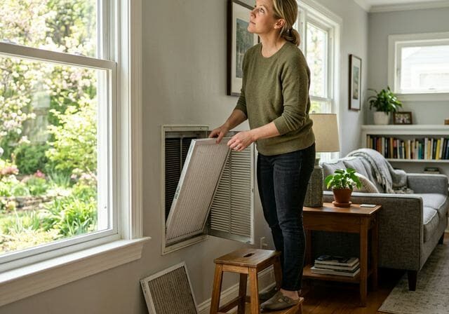 Changing HVAC air filter in spring