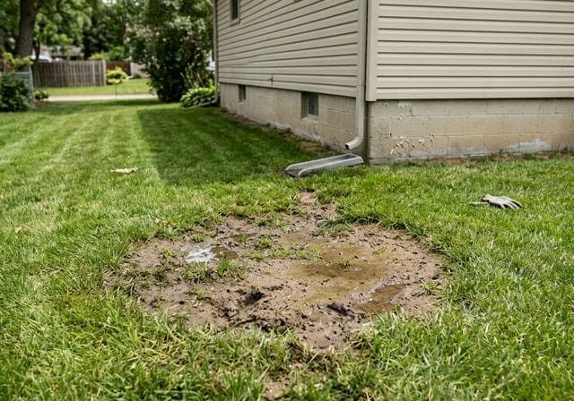 Soggy patch in yard from sewer issue