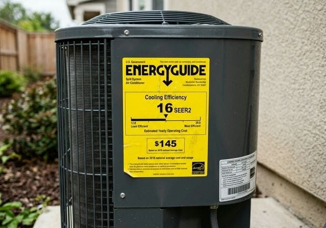 EnergyGuide label on AC unit