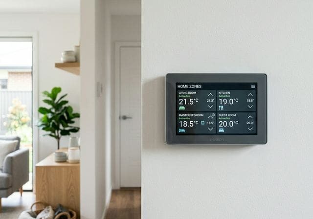 Smart zone thermostat on wall