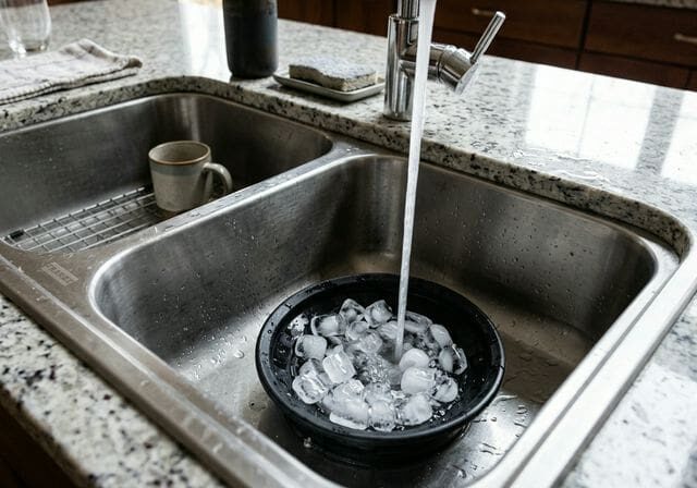 Garbage disposal with ice cubes