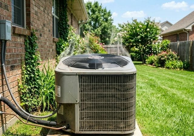 Outdoor AC condenser running in summer