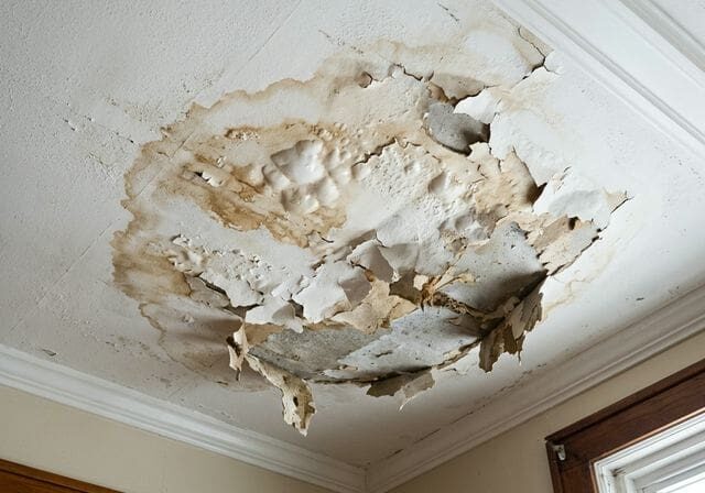 Water stain on ceiling from leak