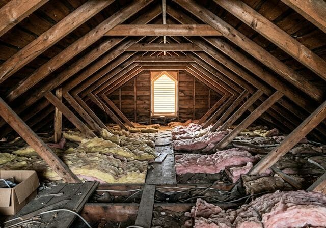Attic with old insulation