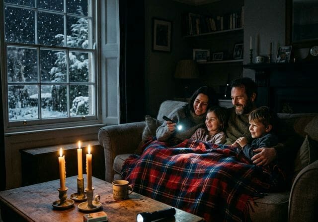 Family during winter power outage
