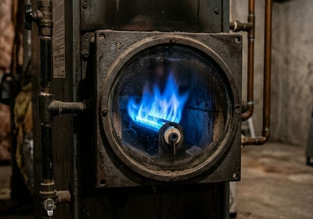 Blue flame in gas furnace